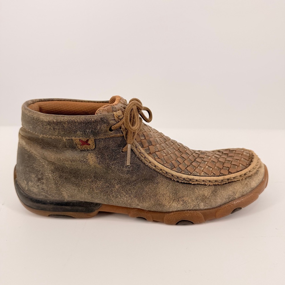 Twisted X Driving Moc Chukka Boots Womens 8.5 Brown WDM0018 Good Woven Leather